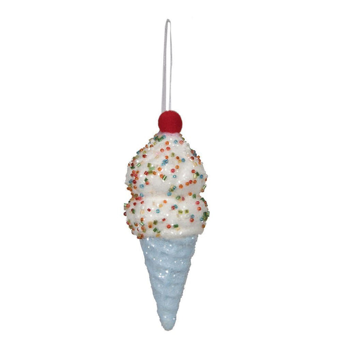 6" Ice Cream Cone With Sprinkles Ornament