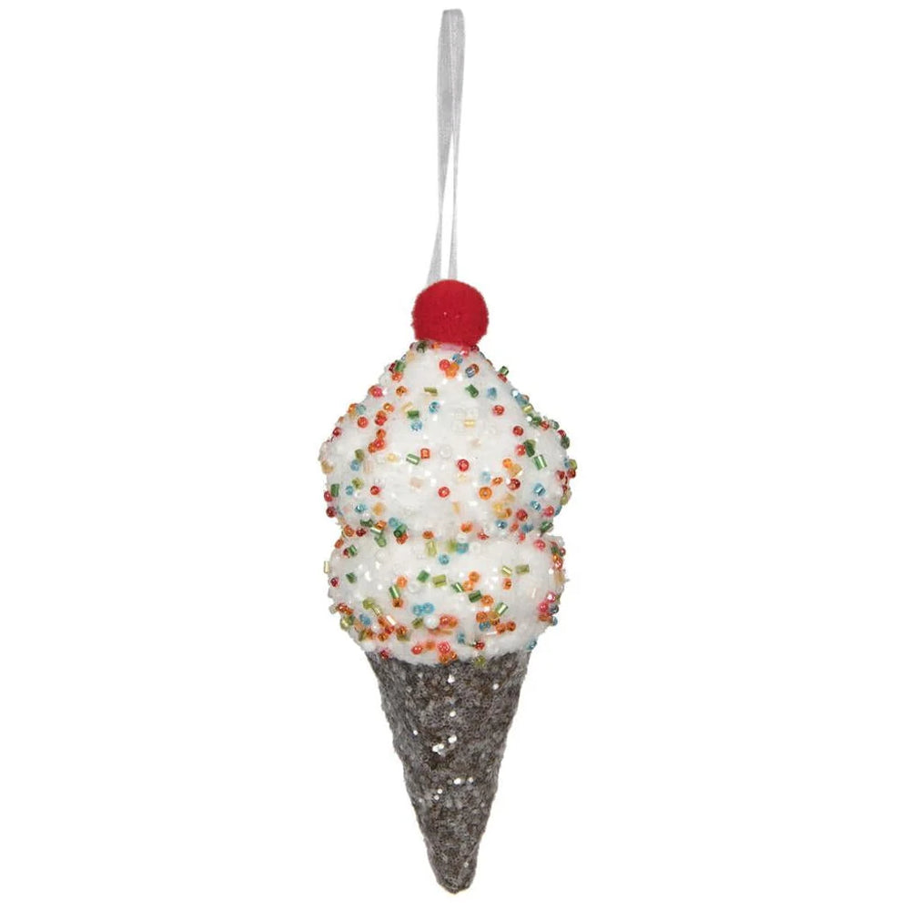 6" Ice Cream Cone With Sprinkles Ornament