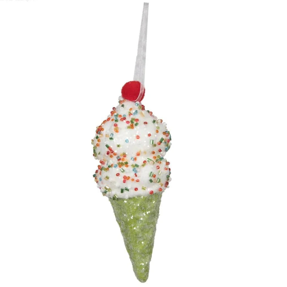 6" Ice Cream Cone With Sprinkles Ornament