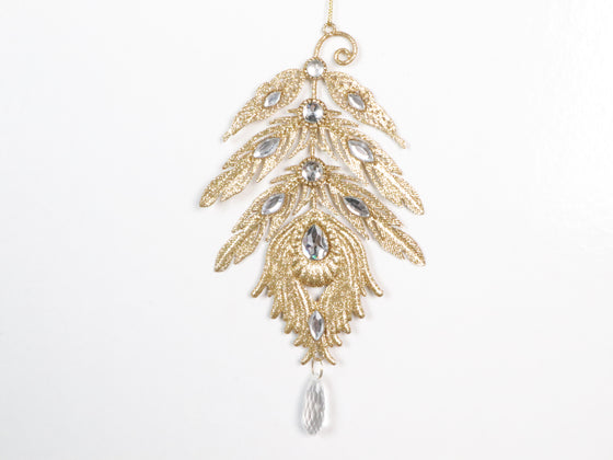 8" Feather Ornament With Jewels