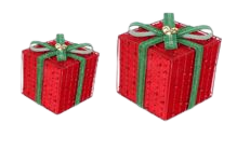 6" & 8" Red & Green Glitter Gift Box Set