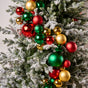 4 FT Red, Gold, & Green Shiny & Matte Ball Garland