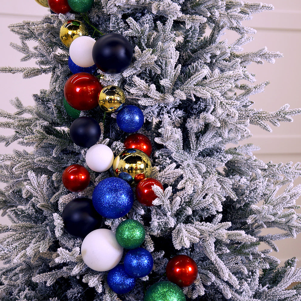 6 FT Blue, Black, White, Gold, Green, Red Ball Garland