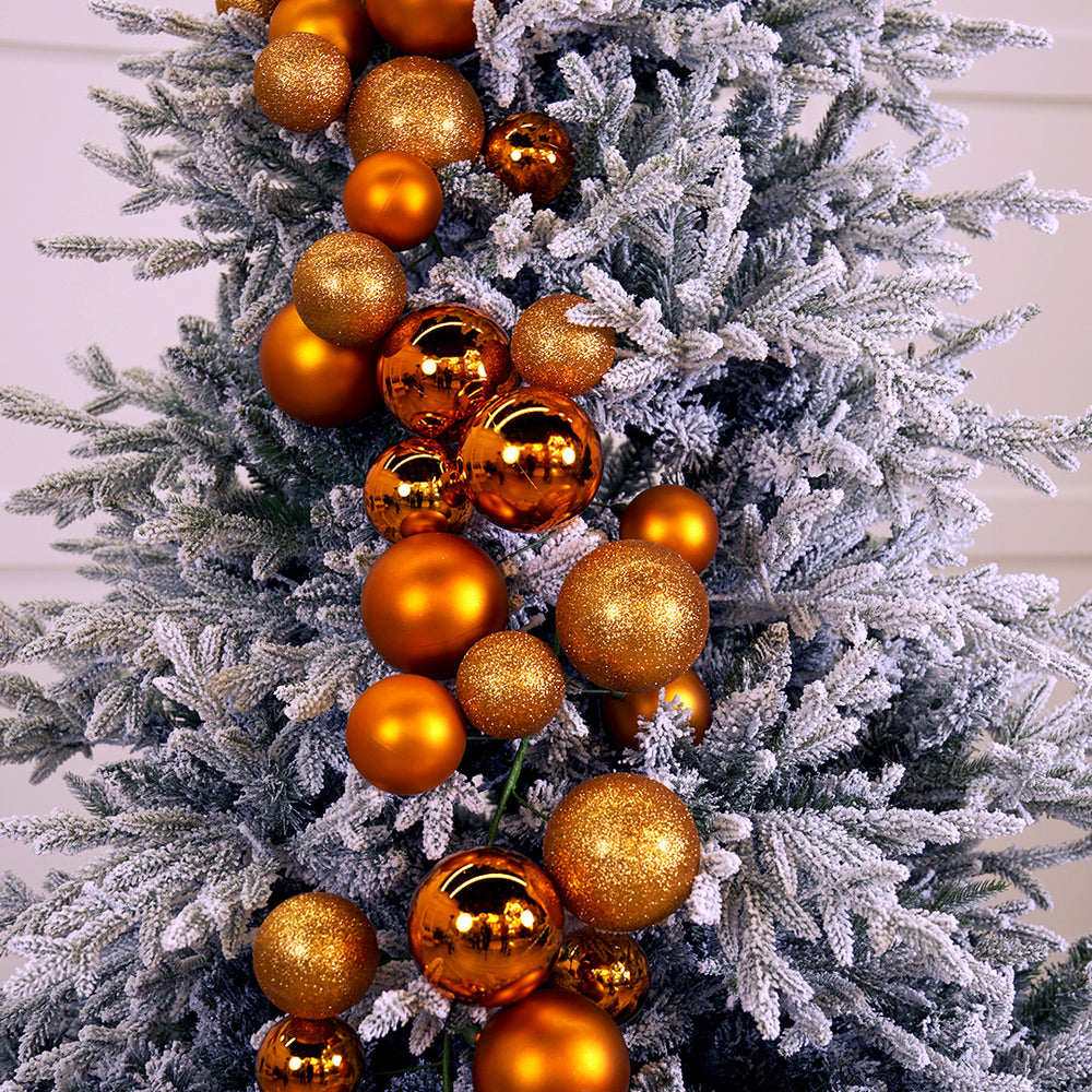 6 FT Dark Orange Shiny Ball Garland