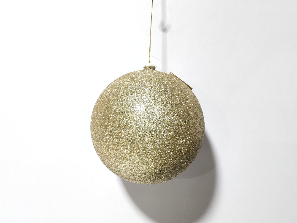 8" Champagne Gold Glitter Ball Ornament