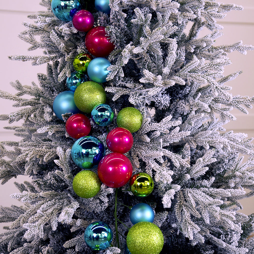 6 FT Teal, Lime Green & Fushia Ball Garland