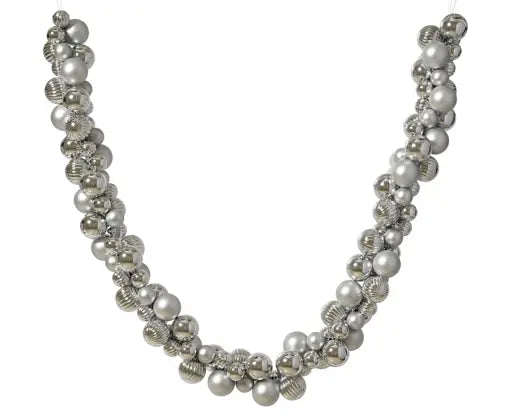 5.9 FT Silver Shiny & Matte Shatterproof Ball Garland