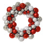 15" Red & White Shiny & Matte Shatterproof Ball Wreath