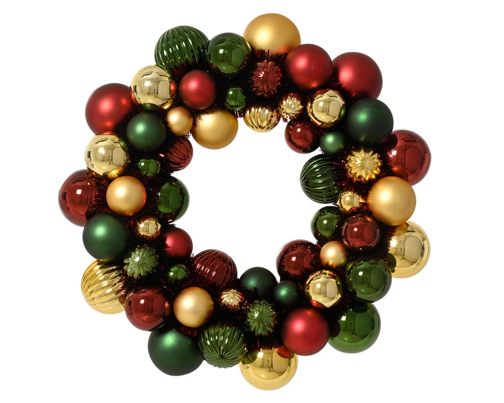 15" Multicolor Shiny & Matte Shatterproof Ball Wreath
