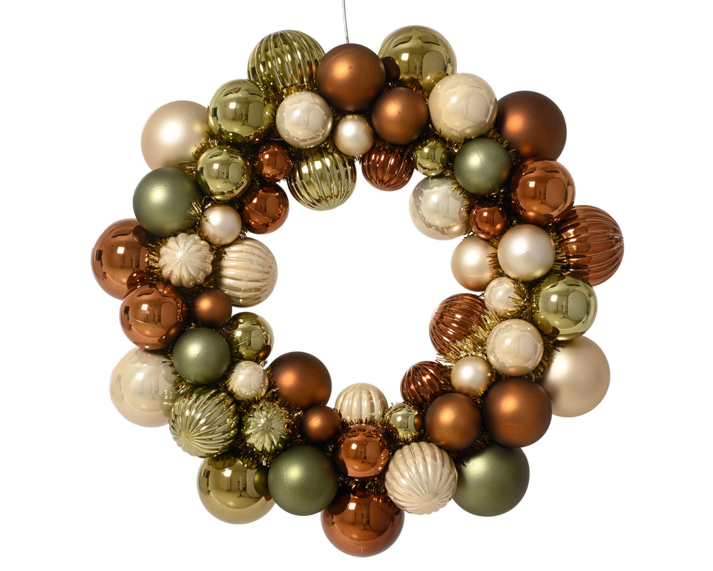 15" Multicolor Shiny & Matte Shatterproof Ball Wreath