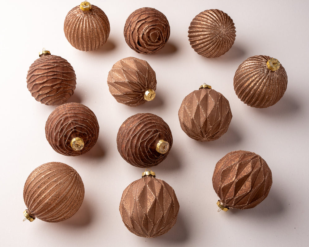 4" Copper Textured Glass Assorted Ball Ornament