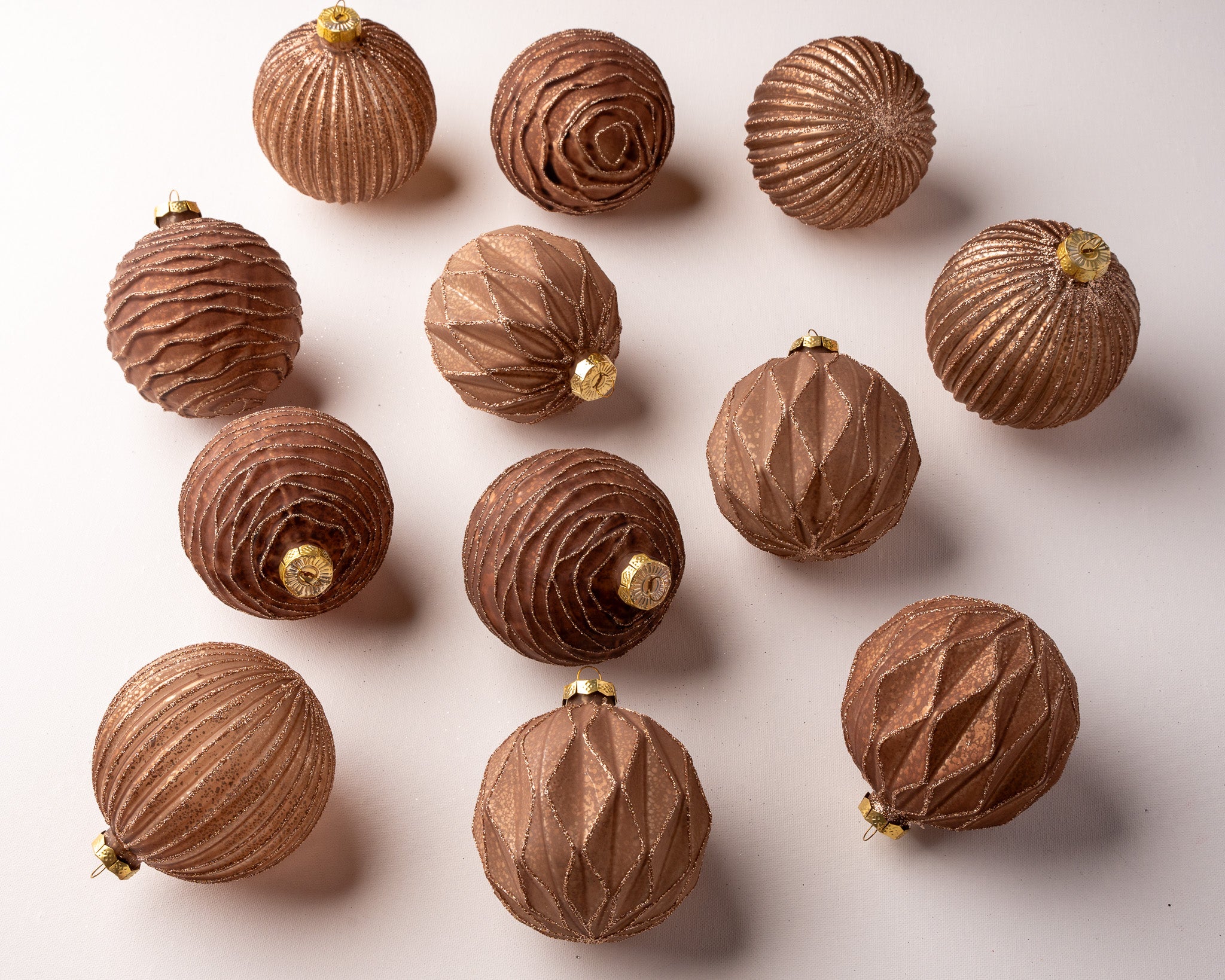 4" Copper Textured Glass Assorted Ball Ornament