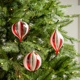 4" Red & Clear Striped Ornament Assorted