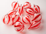 4" Red & Clear Striped Ornament Assorted