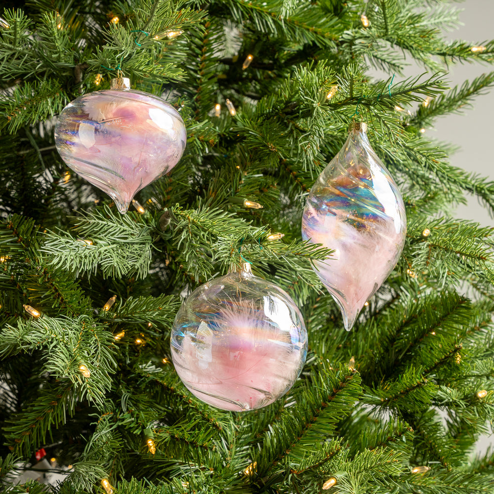 5" Pink Clear Ball Ornament