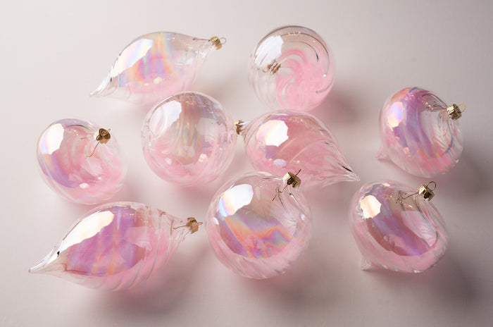 5" Pink Clear Ball Ornament