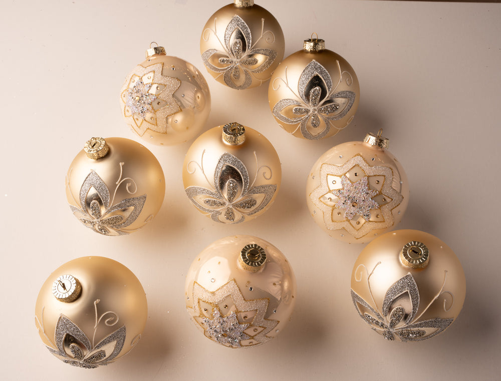 5" Ivory Jewel Ball Assorted Ornament