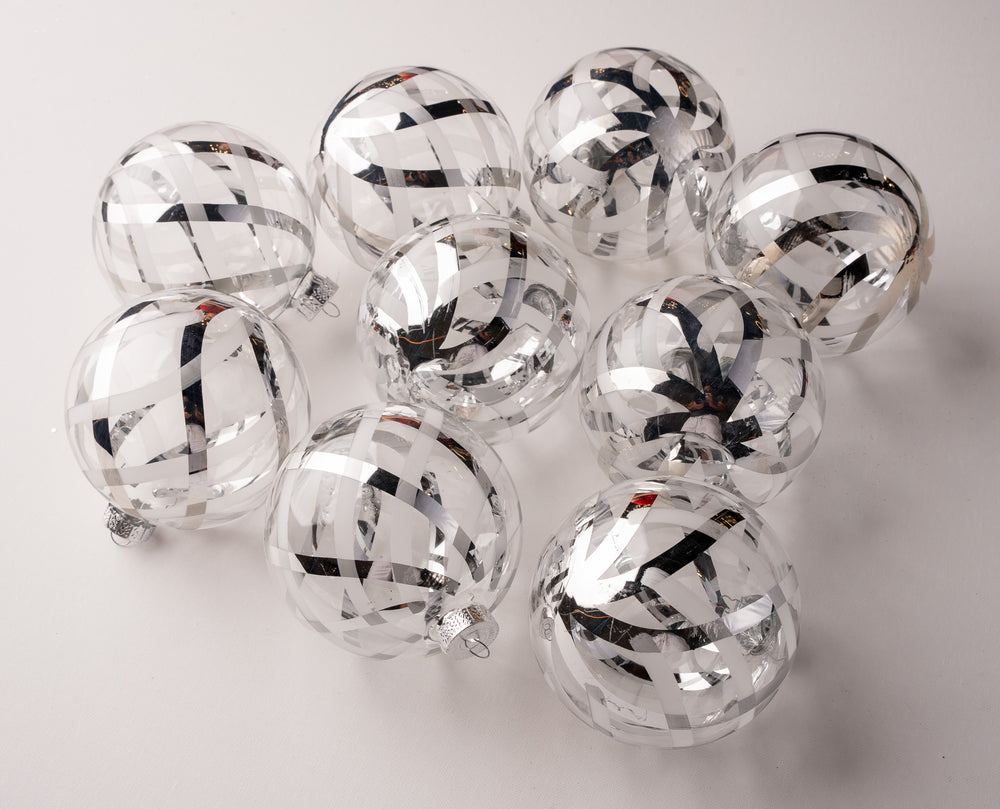 5" Silver Clear Ball Ornament