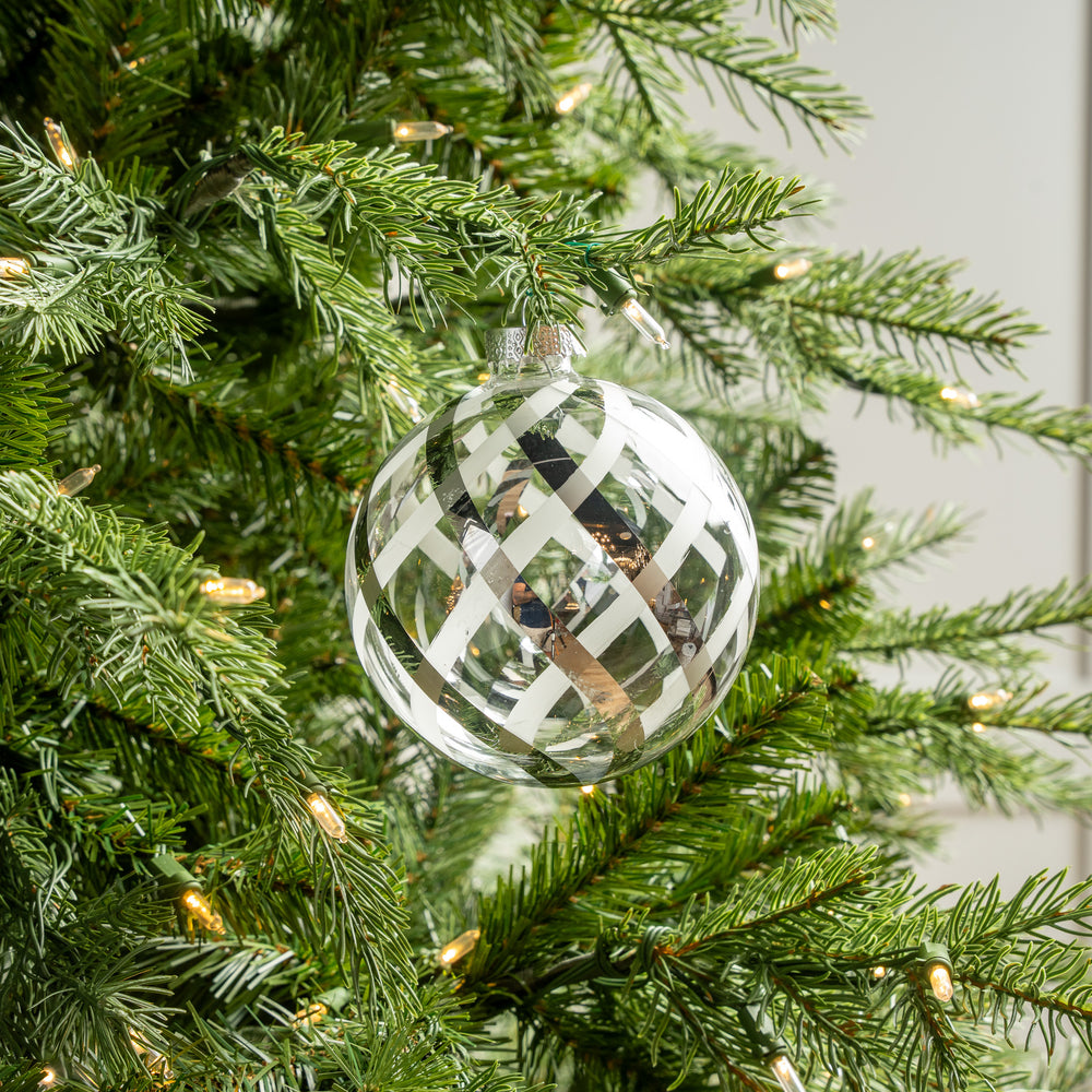 5" Silver Clear Ball Ornament
