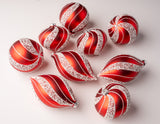 5" Red & White Beaded Ball Ornament Assorted