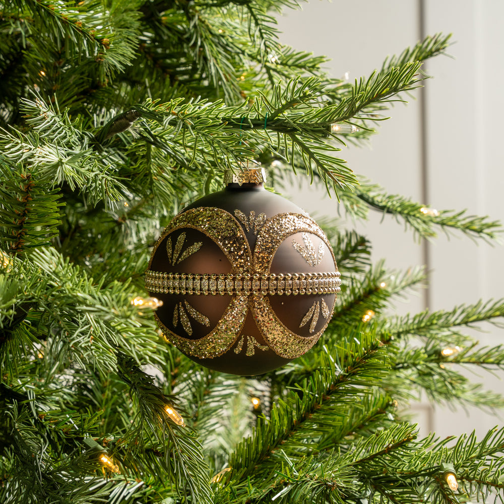 5" Brown Jeweled Ball Ornament