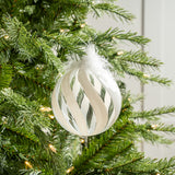 5" Feathered Glass Ball Ornament