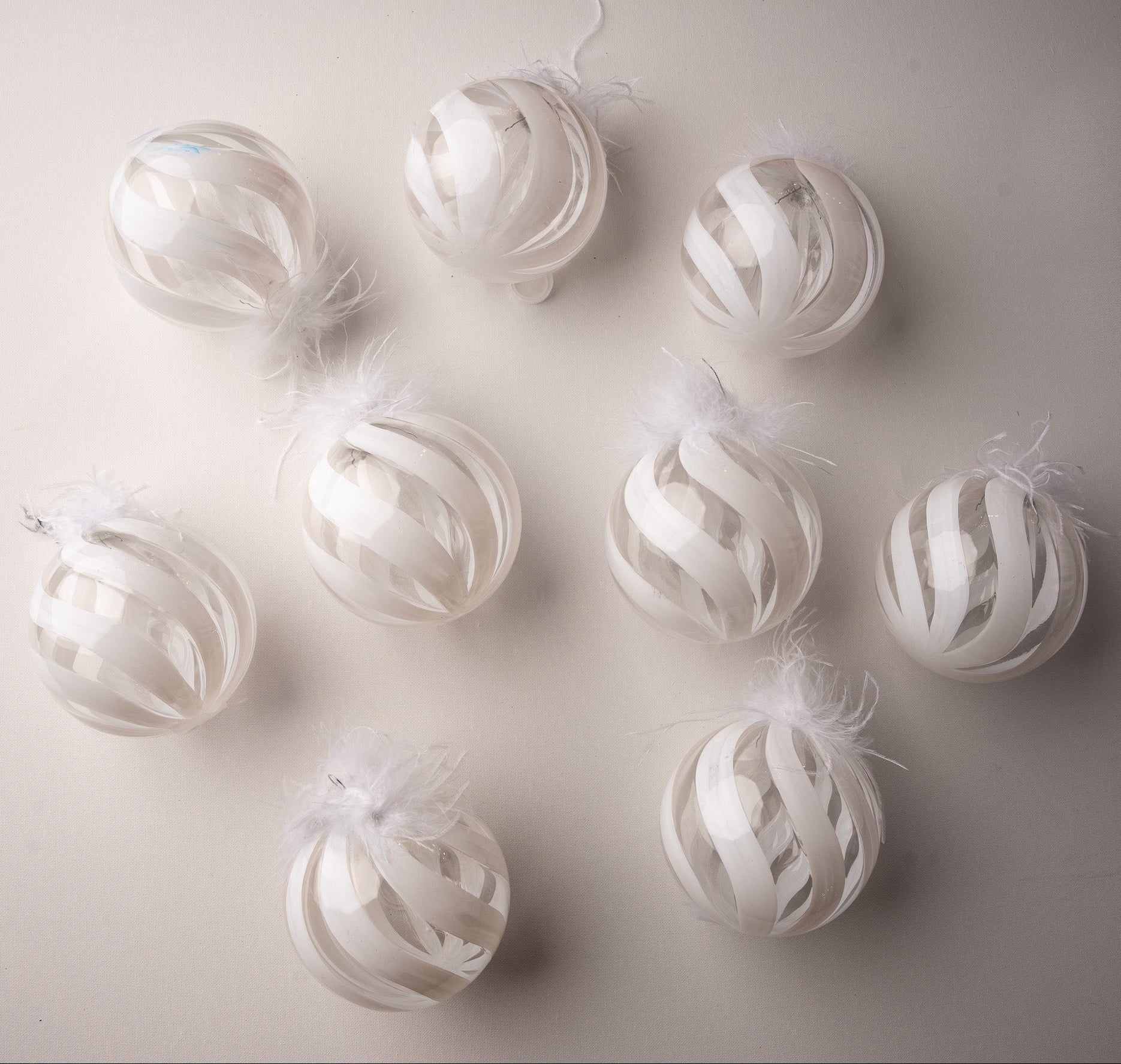 5" Feathered Glass Ball Ornament