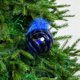 5" Feathered Glass Ball Ornament
