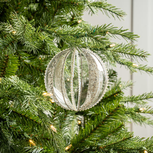 5" Celline Clear & Pearled Ball Ornament