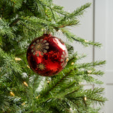 5" Red Jewel & Glitter Snowflake Ball Ornament