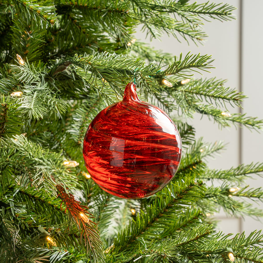 5" Clear Red Glass Ball Ornament