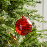 5" Clear Red Glass Ball Ornament
