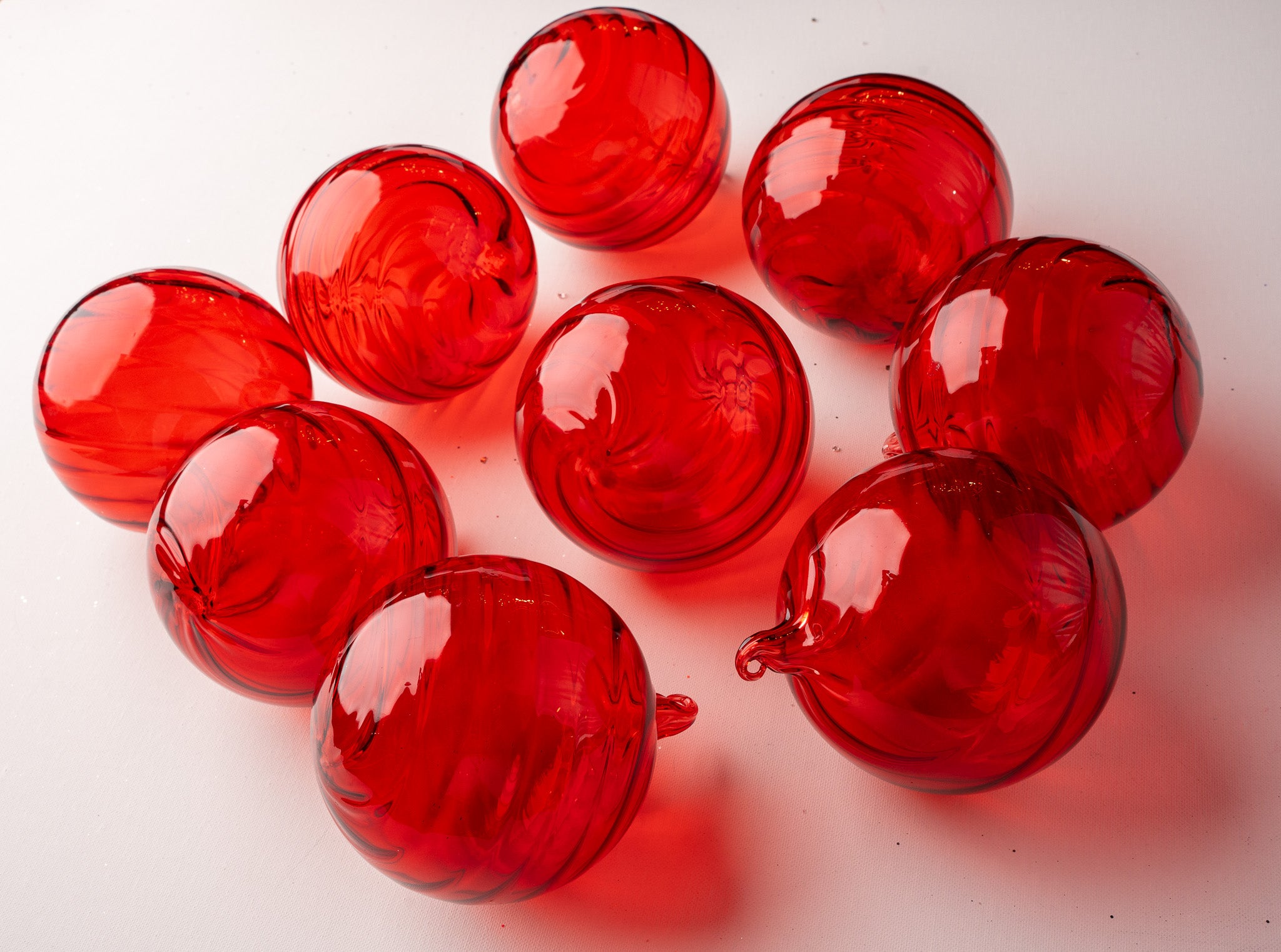 5" Clear Red Glass Ball Ornament
