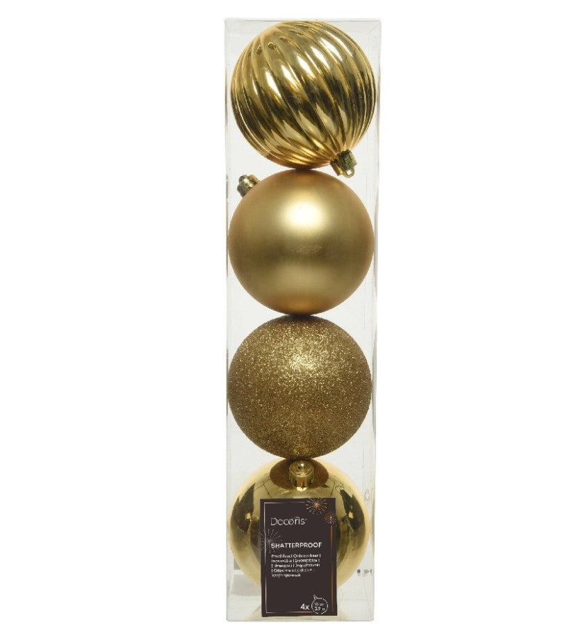 4" Shiny, Matte & Glitter Shatterproof Ball Ornament Assorted