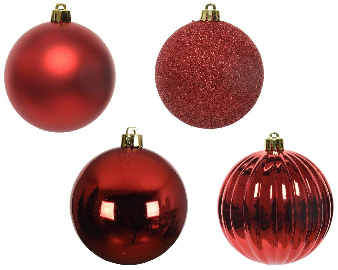 4" Shiny, Matte & Glitter Shatterproof Ball Ornament Assorted