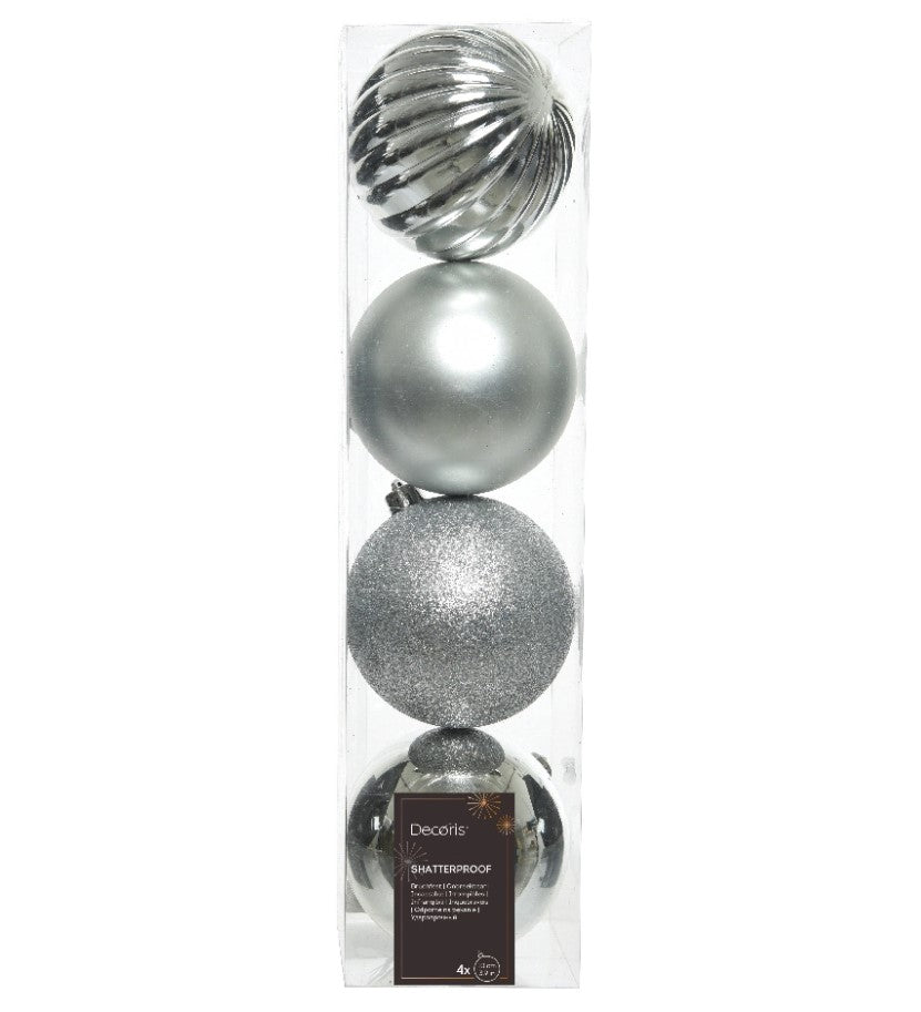 4" Shiny, Matte & Glitter Shatterproof Ball Ornament Assorted