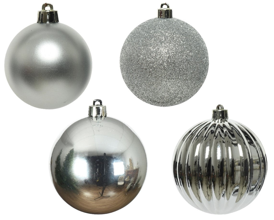 4" Shiny, Matte & Glitter Shatterproof Ball Ornament Assorted