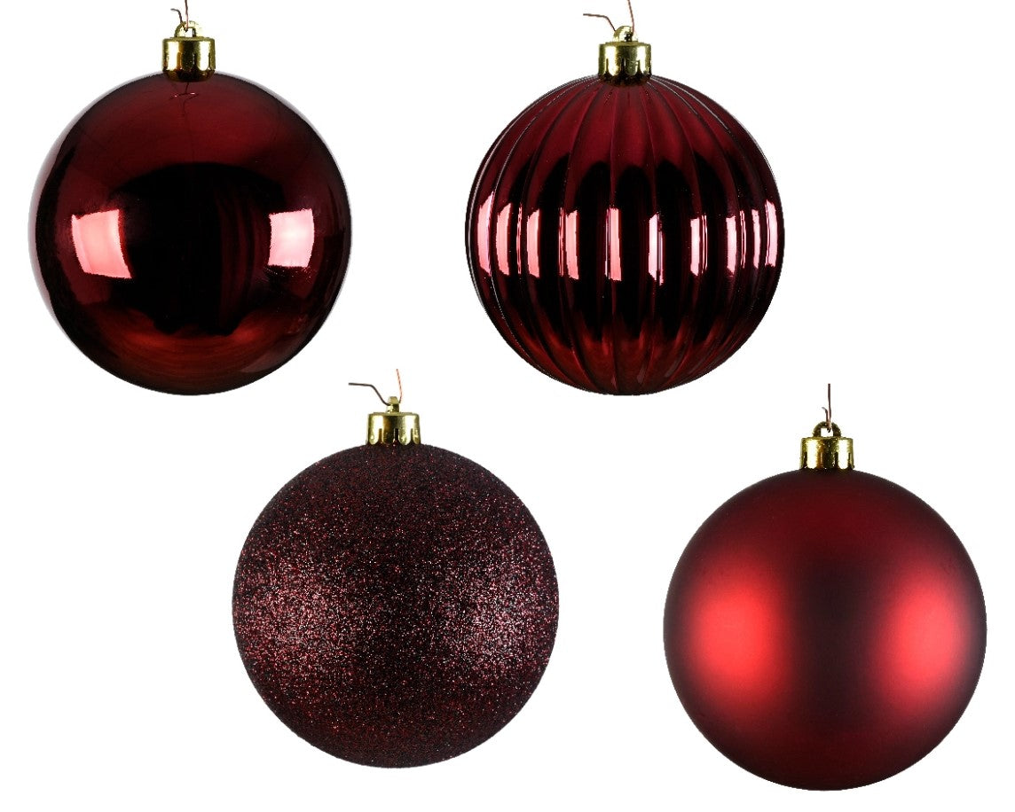 4" Shiny, Matte & Glitter Shatterproof Ball Ornament Assorted