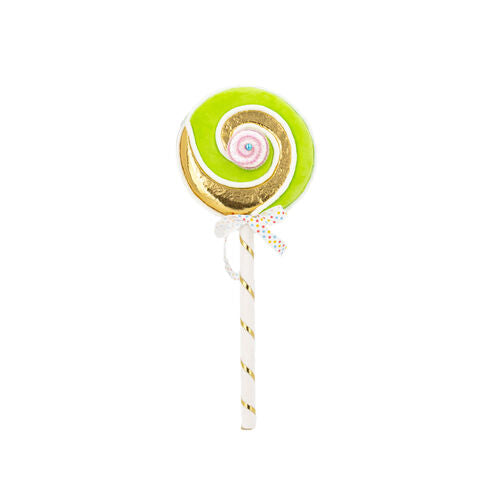19" Green & Gold Swirl Lollipop Pick