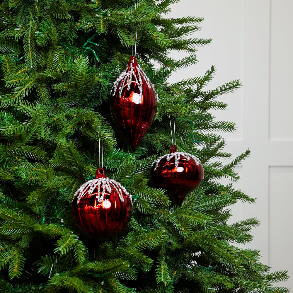5" Red Beaded Glass Ornament Assorted