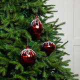 5" Red Beaded Glass Ornament Assorted