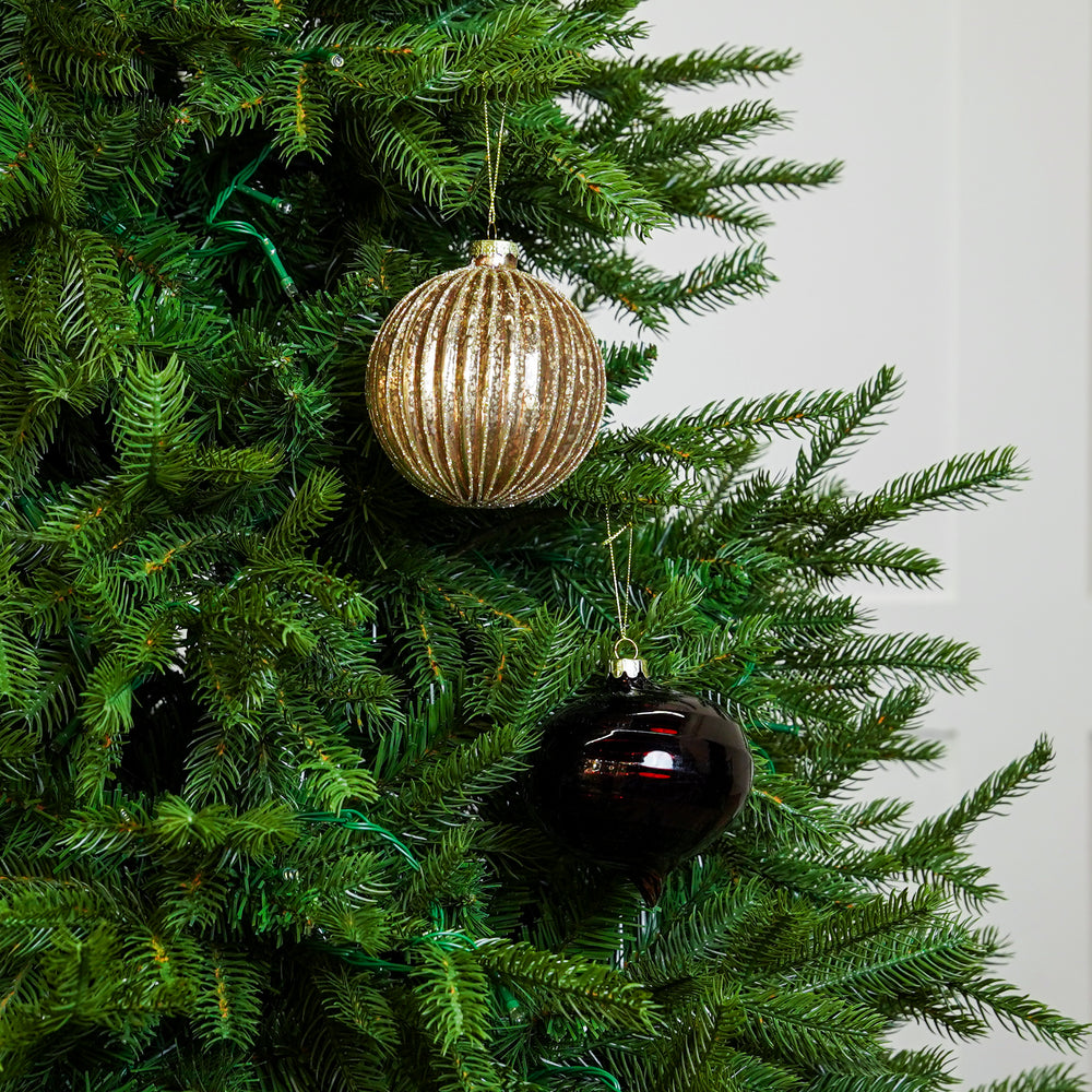 4" Brown & Gold Glass Ornament Assorted