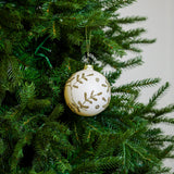 4" Cream & Gold Glass Ball Ornament Assorted