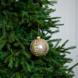 5" Gold Glitter Beaded Glass Ball Ornament