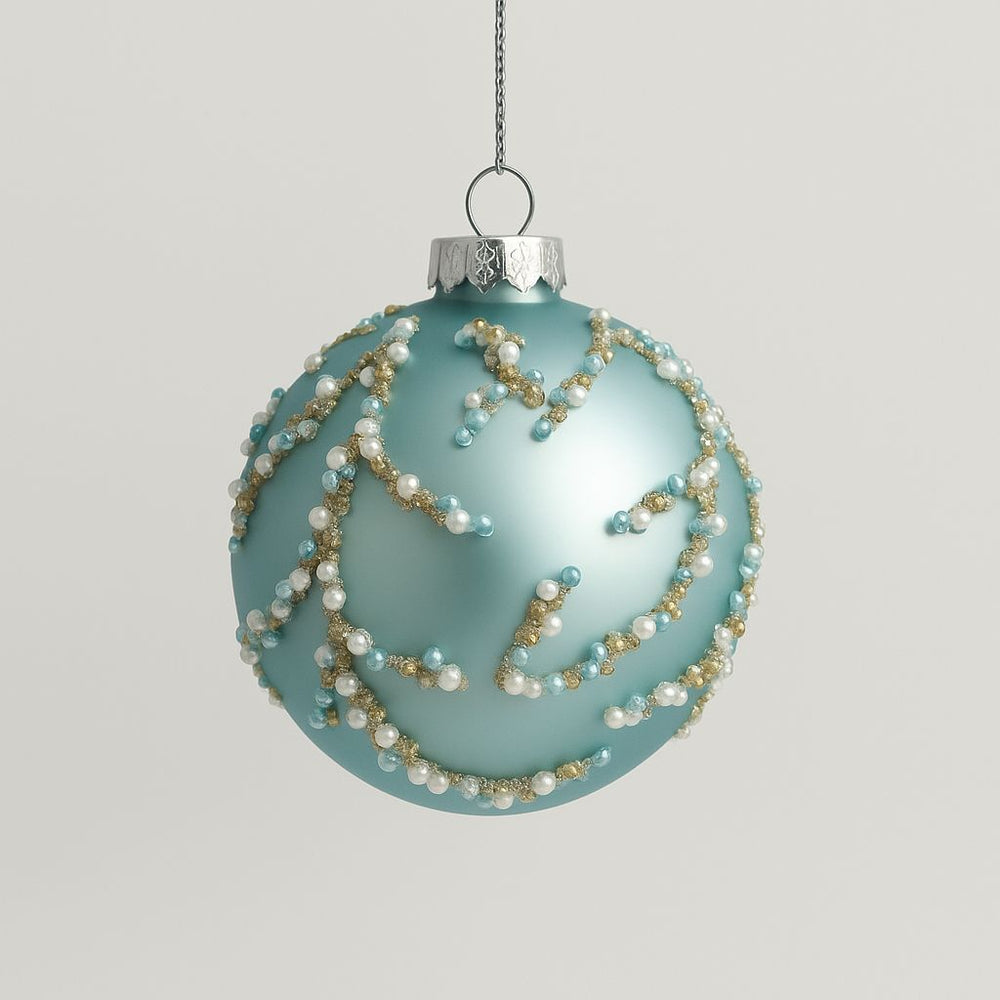 5" Blue Beaded Ornament