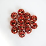 4" Red Gold Beaded Swirl Glass Ball Ornament