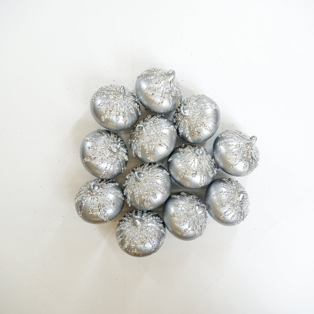 4" Silver Beaded Glass Onion Ornament