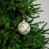 4" Gold & Silver Glitter Glass Ball Ornament