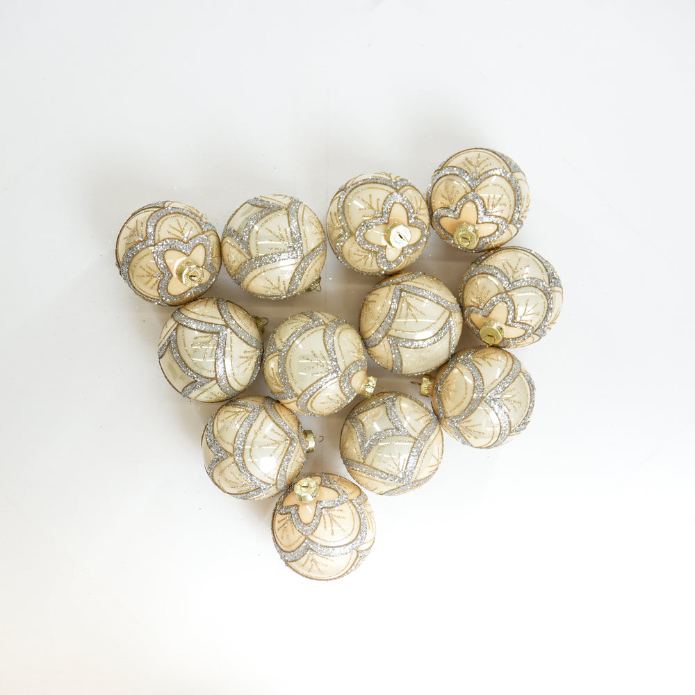 4" Gold & Silver Glitter Glass Ball Ornament