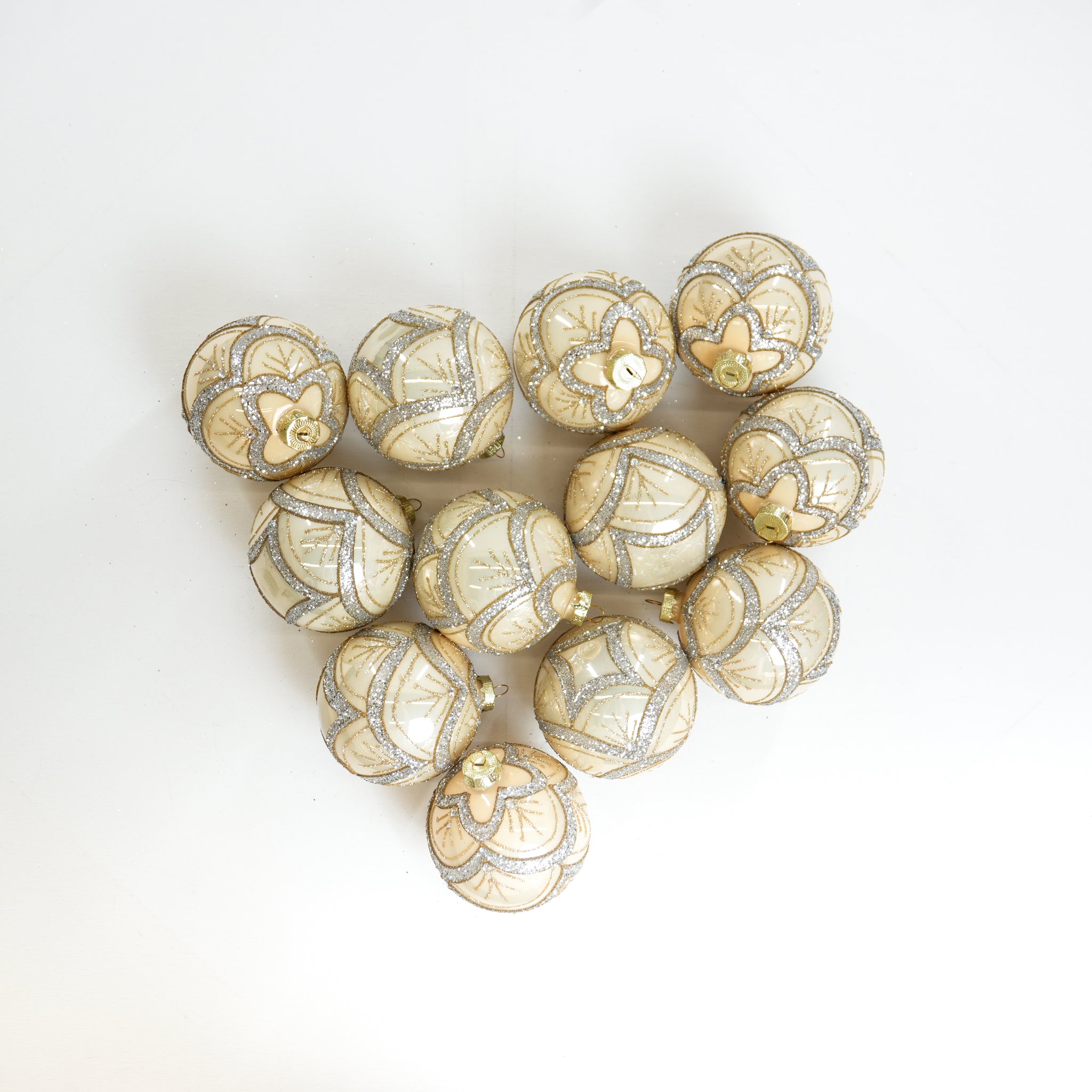 4" Gold & Silver Glitter Glass Ball Ornament